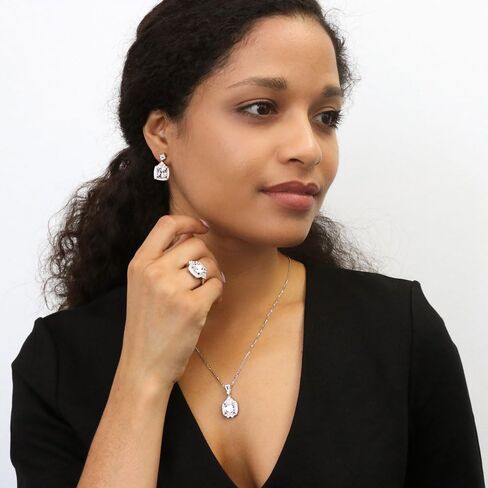 Berricle Sterling Silver Arrow Zirconia CZ CZ Halo Mashion Necklace and Accoring for Women ، Rhodium Plated in Saudi Arabia