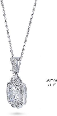 Berricle Sterling Silver Arrow Zirconia CZ CZ Halo Mashion Necklace and Accoring for Women ، Rhodium Plated in Saudi Arabia