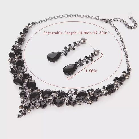 Crystal Bridal Jewelry Set, Floral Statement Necklace, Earrings, Bracelet, Wedding Accessories in Kuwait