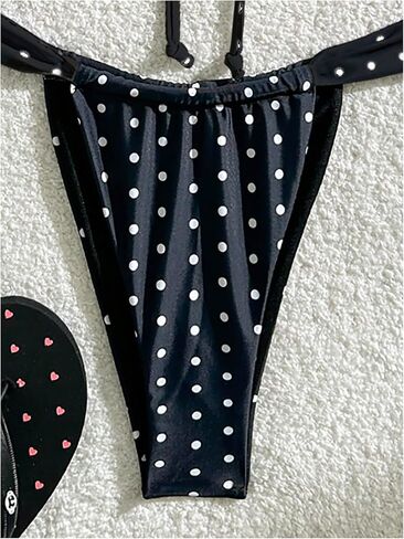 Makemechic Women's Polka Dots Bikini مجموعة التعادل مرة أخرى ثونغ بدلة السباحة الصيفية in Kuwait