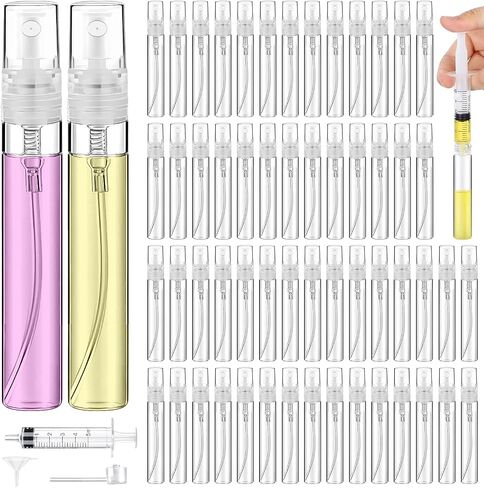 60pcs زجاجة رذاذ صغيرة 5 مل ، زجاجة رذاذ بلاستيكية صافية محمولة ، وذات عطور قابلة لإعادة تعبئة الضباب الفارغة ، وحاويات عينة صغيرة للتنظيف ، والسفر ، والزيوت الأساسية in Kuwait