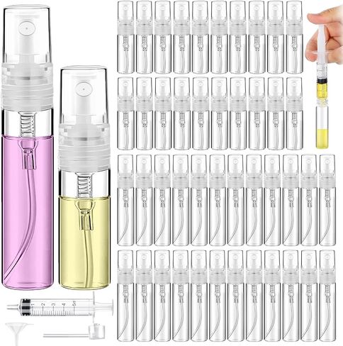60pcs زجاجة رذاذ صغيرة 5 مل ، زجاجة رذاذ بلاستيكية صافية محمولة ، وذات عطور قابلة لإعادة تعبئة الضباب الفارغة ، وحاويات عينة صغيرة للتنظيف ، والسفر ، والزيوت الأساسية in Kuwait