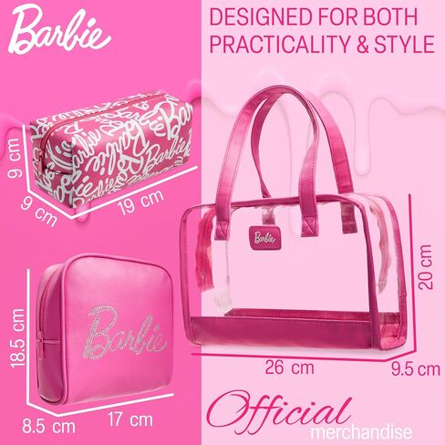 Barbie Toiletry Bags Set of 3, Zipped Wash Bag and Cosmetic Bag Holiday Essentials - Gifts for Her in Saudi Arabia
