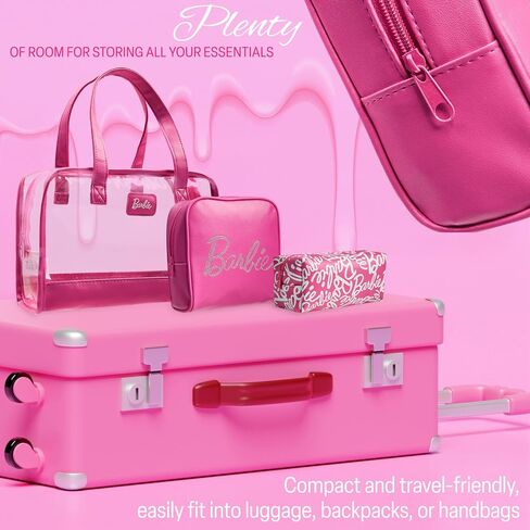 Barbie Toiletry Bags Set of 3, Zipped Wash Bag and Cosmetic Bag Holiday Essentials - Gifts for Her in Saudi Arabia