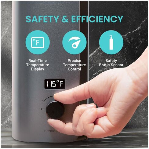 Massage Oil Warmer for Pro Spa Massage, Home Lotion Warmer with Aluminum Bottle Pump Set, Plug-in Oil Heater Beauty Salon Treatment Equipment, Light Wood in Kuwait