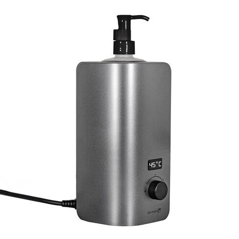 Massage Oil Warmer for Pro Spa Massage, Home Lotion Warmer with Aluminum Bottle Pump Set, Plug-in Oil Heater Beauty Salon Treatment Equipment, Light Wood in Kuwait