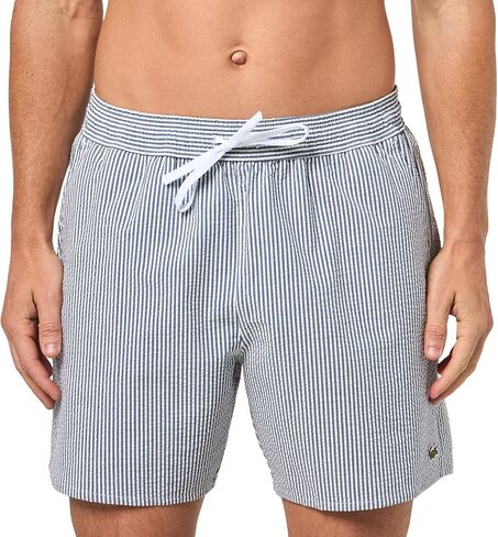 Lacoste Men's Striped Seersucker Swim Trunks in Saudi Arabia