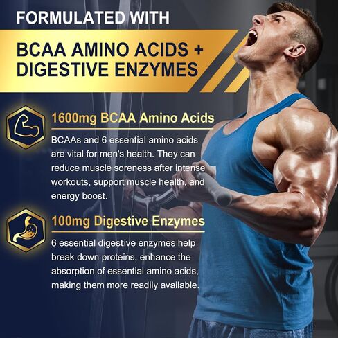 Methylated Multivitamin for Men Gummies ، أحماض الأمينية BCAA ، الزنك ، فيتامين A C D3 E K2 B6 B12 الكالسيوم ، المغنيسيوم ، اللايكوبين ، الإنزيمات الهضمية - مناعة العضلات في الطاقة - خالية من السكر ، نباتي ، 60 سنتس in Kuwait