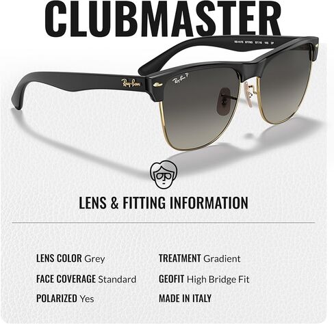 نظارة شمسية Ray-Ban RB4175 CLUBMASTER كبيرة الحجم مربعة الشكل مع مجموعة نظارات - ملاءمة عالية - نظارة شمسية مربعة مثالية للارتداء الرسمي والعادي in Saudi Arabia