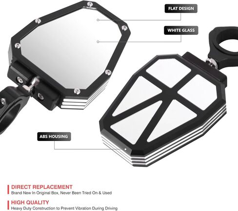 DNA Motoring Pront Pront من Mirror UTV Sideview Mirror ، أسود ، متوافق مع هوندا كاواساكي سوزوكي ياماها UTV (SXS) ، 1.75 "2" المشبك ، نمط المستطيل ، MP-MR-U002 in Kuwait