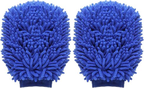 HARFINGTON 2pcs Chenille Microfiber Car Wash Mitts 9" x 5.5" Scratch Free Wash Gloves Absorbent Double Sided Plush Cleaning Drying Mitts for Car Washing Home Clean Grey in Saudi Arabia