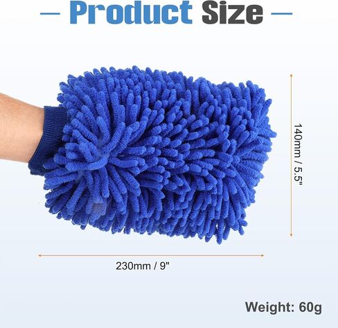HARFINGTON 2pcs Chenille Microfiber Car Wash Mitts 9" x 5.5" Scratch Free Wash Gloves Absorbent Double Sided Plush Cleaning Drying Mitts for Car Washing Home Clean Grey in Saudi Arabia