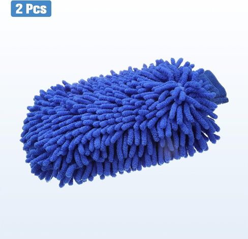 HARFINGTON 2pcs Chenille Microfiber Car Wash Mitts 9" x 5.5" Scratch Free Wash Gloves Absorbent Double Sided Plush Cleaning Drying Mitts for Car Washing Home Clean Grey in Saudi Arabia