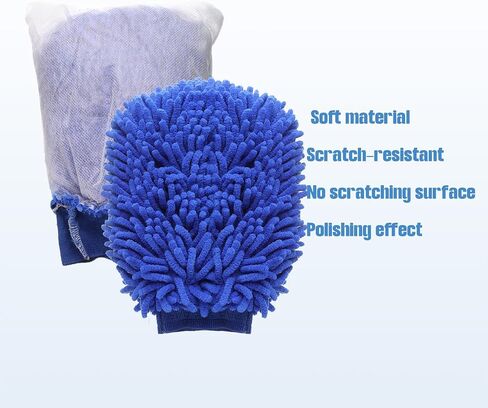 HARFINGTON 2pcs Chenille Microfiber Car Wash Mitts 9" x 5.5" Scratch Free Wash Gloves Absorbent Double Sided Plush Cleaning Drying Mitts for Car Washing Home Clean Grey in Saudi Arabia