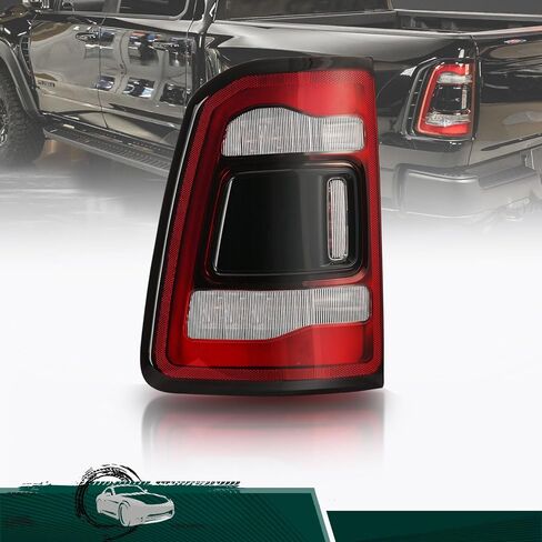 مجموعة مصابيح الذيل بدون نقاط عمياء متوافقة مع 2019 2020 2021 2022 دودج رام 1500 مصباح فرامل خلفي LED دخان أسود، يستبدل # CH2801216 55112992AC (جانب الركاب الأيمن) in Kuwait