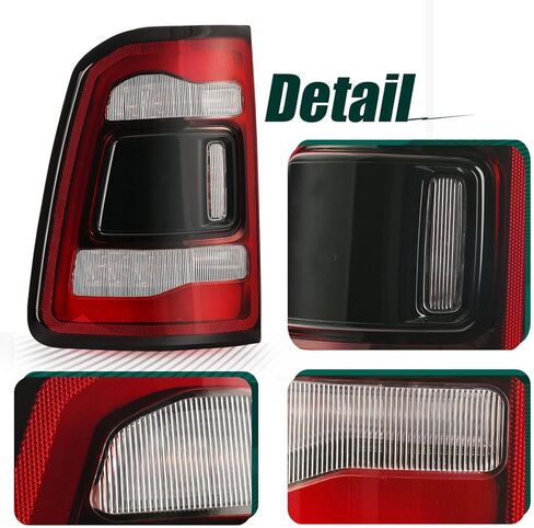 مجموعة مصابيح الذيل بدون نقاط عمياء متوافقة مع 2019 2020 2021 2022 دودج رام 1500 مصباح فرامل خلفي LED دخان أسود، يستبدل # CH2801216 55112992AC (جانب الركاب الأيمن) in Kuwait