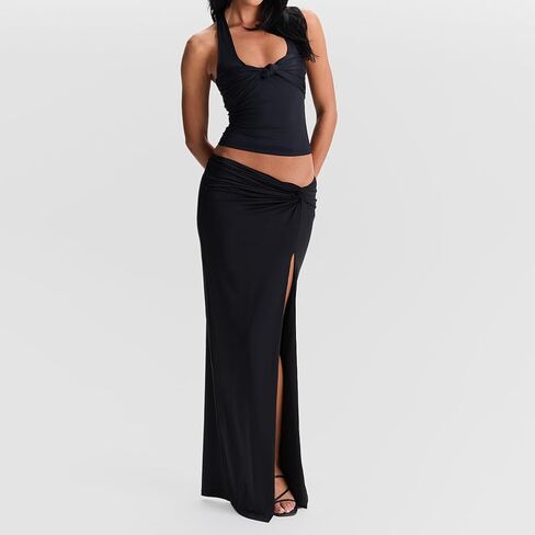 Fomoyuu Women's Y2K Sexy Halter Tops Knot Front Olcyveless Cropric Tank Top Slim Fulless Sanks Summer Summer Out out Stest in Saudi Arabia