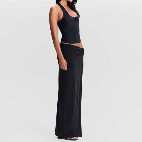 Fomoyuu Women's Y2K Sexy Halter Tops Knot Front Olcyveless Cropric Tank Top Slim Fulless Sanks Summer Summer Out out Stest in Saudi Arabia