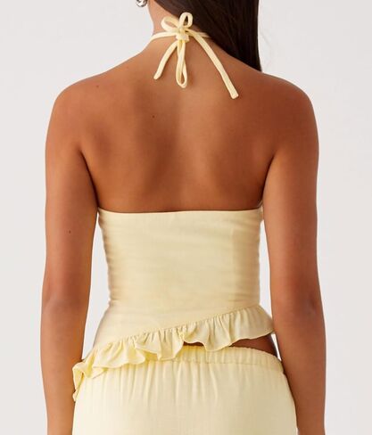 Passec Open Back Halter Tops for Women Bow Tie Back Ruched Ruffle Crop Tops Smocked Y2K Going Out Camisoles in Saudi Arabia