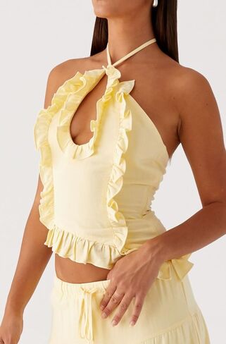 Passec Open Back Halter Tops for Women Bow Tie Back Ruched Ruffle Crop Tops Smocked Y2K Going Out Camisoles in Saudi Arabia