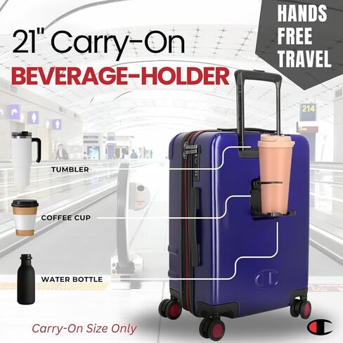 Champion 3-Piece Luggage Set - 21" 25" 29" Hardshell Suitcases with 8 Spinner Wheels - Expandable Carry-On & Checked Luggage - Durable ABS Material - Airline Approved - With TSA Lock - Black in Saudi Arabia