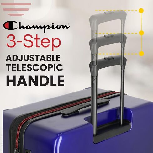 Champion 3-Piece Luggage Set - 21" 25" 29" Hardshell Suitcases with 8 Spinner Wheels - Expandable Carry-On & Checked Luggage - Durable ABS Material - Airline Approved - With TSA Lock - Black in Saudi Arabia