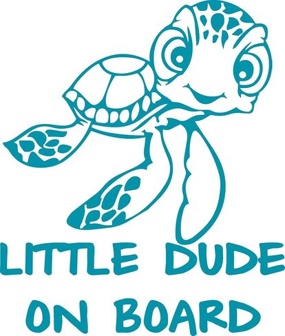 Little Dude on Board (Squirt) Die-Cut Vinyl Decal - (Size: 6 inch X 4 inch Color: You Choose) - for Car, Truck, Windows, RV, Trailers, Bumpers, Laptop, Lockers, etc. (Cool Blue) in Saudi Arabia