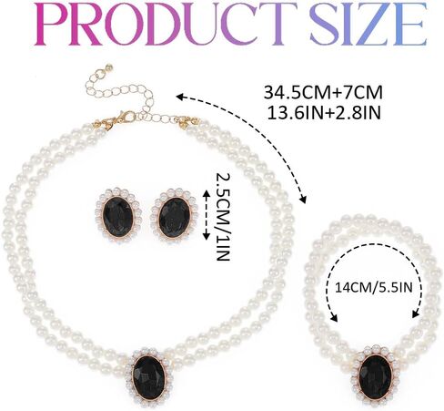 Brishow Pearl Necklace Jewelry Set Wedding Pearls Earrings Necklaces Set Bridal Crystal Bracelet Jewelry for Women (Pack of 3) in Kuwait