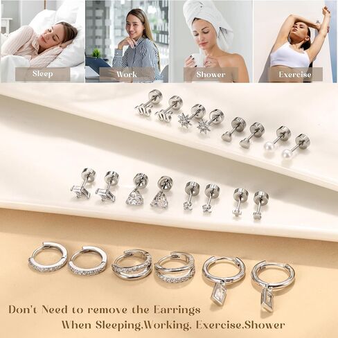 Hypoallergenic Gold Huggie Hoop Earrings Flat Back Earrings for Women Men Stainless Steel Cartilage Hoop Stud Earring Set for Multiple Piercing Small Flatback Tragus Helix Piercing Jewelry for Sensitive Ears in Saudi Arabia