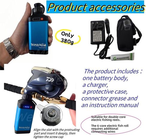 14.8V Portable Rechargeable Lithium Battery for Sea Fishing. Electric Fishing Wheel Lithium Battery for Daiwa Tanacom Banax Kaigen Electric Fishing Wheels. in Saudi Arabia