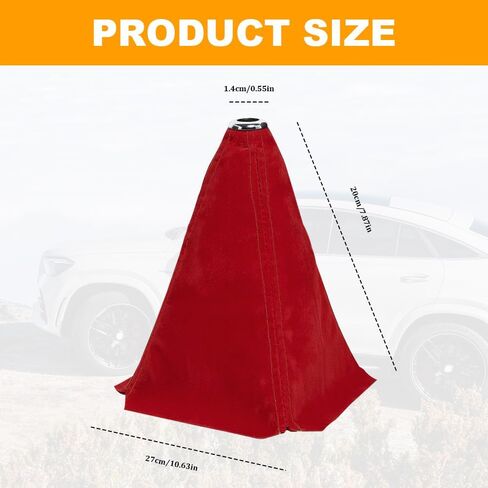 Car Shift Boot Cover, Shifter Boot Cover, Gear Gaiter Cover Auto Shift Boot Sleeve Protector, Suede Leather Shift Knob Boot Dust Cover Universal for Manual/Automatic Shift Knob (Red/Red) in Saudi Arabia