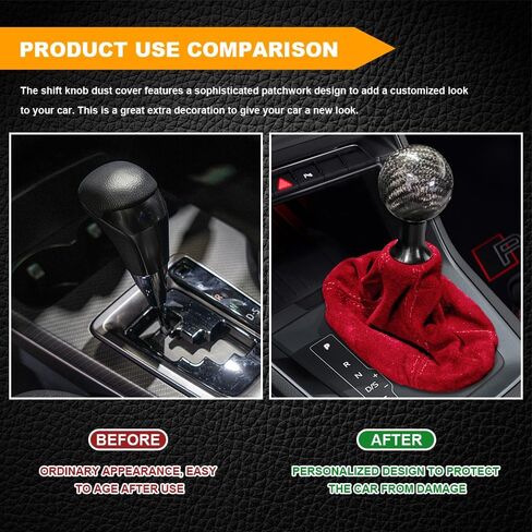 Car Shift Boot Cover, Shifter Boot Cover, Gear Gaiter Cover Auto Shift Boot Sleeve Protector, Suede Leather Shift Knob Boot Dust Cover Universal for Manual/Automatic Shift Knob (Red/Red) in Saudi Arabia