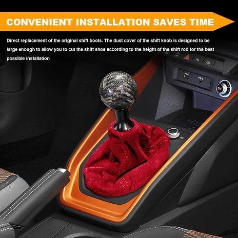 Car Shift Boot Cover, Shifter Boot Cover, Gear Gaiter Cover Auto Shift Boot Sleeve Protector, Suede Leather Shift Knob Boot Dust Cover Universal for Manual/Automatic Shift Knob (Red/Red) in Saudi Arabia