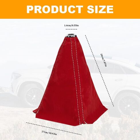Car Shift Boot Cover, Shifter Boot Cover, Gear Gaiter Cover Auto Shift Boot Sleeve Protector, Suede Leather Shift Knob Boot Dust Cover Universal for Manual/Automatic Shift Knob (Red/Red) in Saudi Arabia