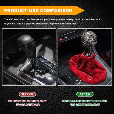 Car Shift Boot Cover, Shifter Boot Cover, Gear Gaiter Cover Auto Shift Boot Sleeve Protector, Suede Leather Shift Knob Boot Dust Cover Universal for Manual/Automatic Shift Knob (Red/Red) in Saudi Arabia