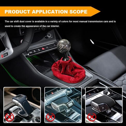 Car Shift Boot Cover, Shifter Boot Cover, Gear Gaiter Cover Auto Shift Boot Sleeve Protector, Suede Leather Shift Knob Boot Dust Cover Universal for Manual/Automatic Shift Knob (Red/Red) in Saudi Arabia