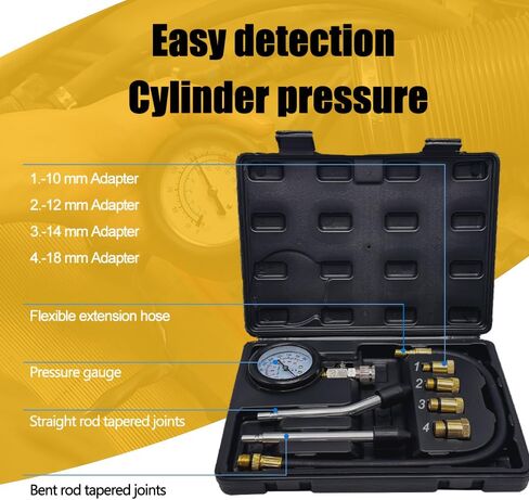 طقم اختبار الضغط مع جهاز اختبار شمعة الإشعال، جهاز اختبار الضغط القياسي TONZACK للبنزين 0-20 بار و0-300 رطل لكل بوصة مربعة، جهاز اختبار ضغط السيارة لقياس ضغط المحرك للسيارة M10 M12 M14 M18 in Kuwait