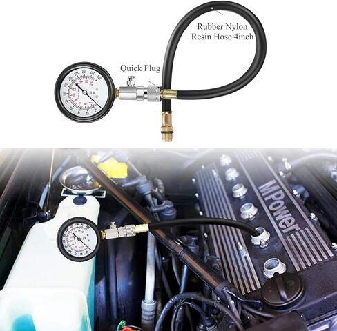 طقم اختبار الضغط مع جهاز اختبار شمعة الإشعال، جهاز اختبار الضغط القياسي TONZACK للبنزين 0-20 بار و0-300 رطل لكل بوصة مربعة، جهاز اختبار ضغط السيارة لقياس ضغط المحرك للسيارة M10 M12 M14 M18 in Kuwait
