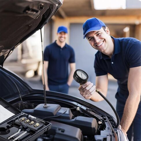 طقم اختبار الضغط مع جهاز اختبار شمعة الإشعال، جهاز اختبار الضغط القياسي TONZACK للبنزين 0-20 بار و0-300 رطل لكل بوصة مربعة، جهاز اختبار ضغط السيارة لقياس ضغط المحرك للسيارة M10 M12 M14 M18 in Kuwait