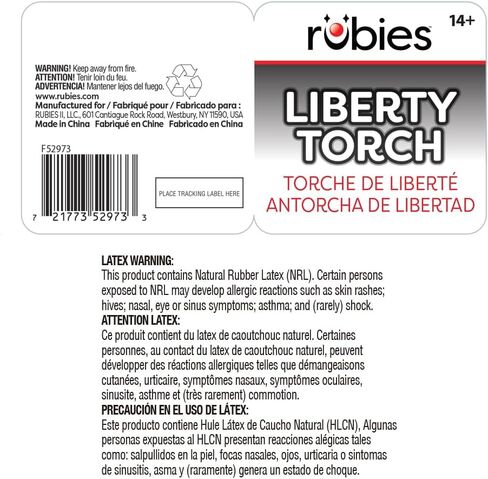 Rubies للجنسين Liberty Torch Torch Latex Costume Assity ، Green ، 16 " in Saudi Arabia
