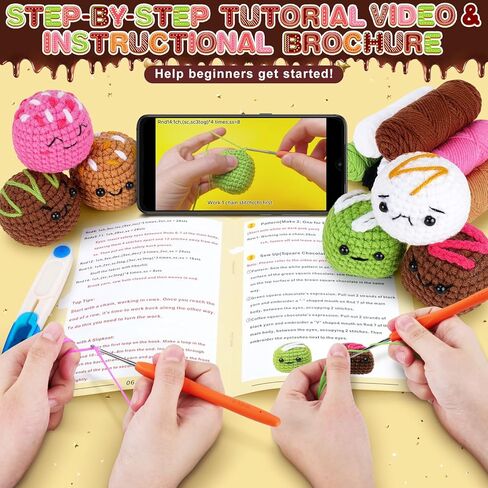 Fortuning's JDS Crochet Kit for Beginners - Skull Couple Crochet Set with Step-by-Step Video Tutorials, Beginner's Kit for Adults, 2 PCS Skull Crocheting Set in Kuwait