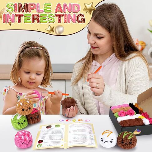 Fortuning's JDS Crochet Kit for Beginners - Skull Couple Crochet Set with Step-by-Step Video Tutorials, Beginner's Kit for Adults, 2 PCS Skull Crocheting Set in Kuwait