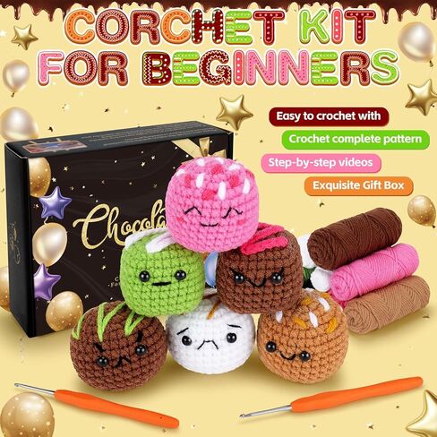 Fortuning's JDS Crochet Kit for Beginners - Skull Couple Crochet Set with Step-by-Step Video Tutorials, Beginner's Kit for Adults, 2 PCS Skull Crocheting Set in Kuwait