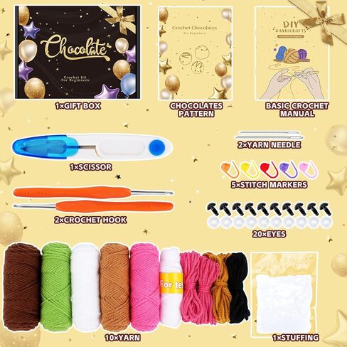 Fortuning's JDS Crochet Kit for Beginners - Skull Couple Crochet Set with Step-by-Step Video Tutorials, Beginner's Kit for Adults, 2 PCS Skull Crocheting Set in Kuwait