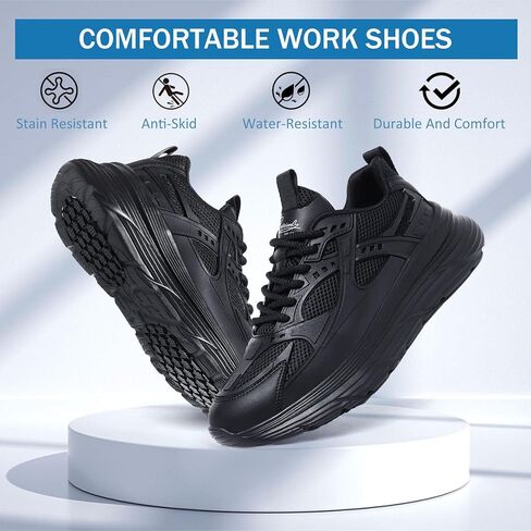 Qiucdzi Non Slip Work Shoes for Men Food Service Oil Resistant Sneakers Lightweight Chef Comfortable Walking Shoes for Restaurant Breathable Work & Safety Footwear in Kuwait
