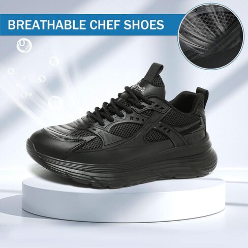 Qiucdzi Non Slip Work Shoes for Men Food Service Oil Resistant Sneakers Lightweight Chef Comfortable Walking Shoes for Restaurant Breathable Work & Safety Footwear in Kuwait