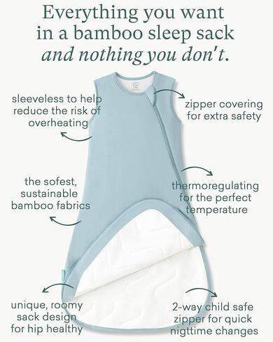 كيس نوم فائق النعومة 1.0 TOG، كيس نوم للأطفال الصغار من الخيزران الفسكوز الفاخر، أكياس نوم آمنة بسحاب في اتجاهين 2-4T (كريمي) in Kuwait