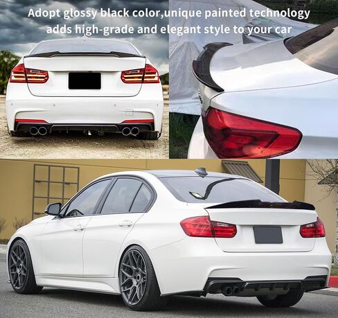 Spoiler Wing Rear Spoiler Compatible with BMW 3 Series F30 F80 M3 Sedan 330i 320i 328i 335i 340i 2013-2018 Trunk Tail Rear Trunk Lid,Glossy Black - PSM Style in Saudi Arabia
