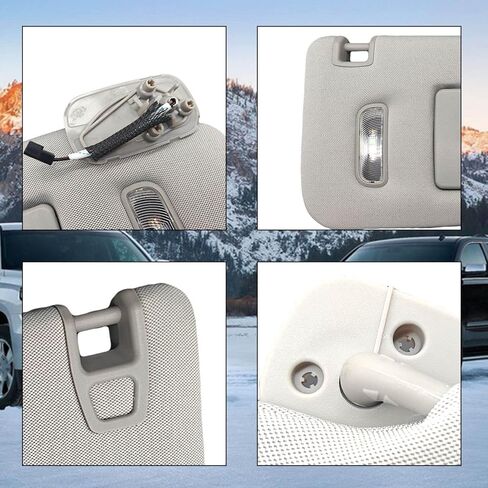 الجانب الأيمن من الركاب Sun Sun Found for Suburban Sierra 1500 2500 3500 Tahoe 2015-2019 ، Gray Car Sun Regor مع مرآة مكياج مضاءة 23459643 ، 23459646 ، 84247140 ، أقنعة حماية الشمس للسيارات in Kuwait