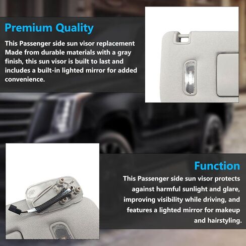الجانب الأيمن من الركاب Sun Sun Found for Suburban Sierra 1500 2500 3500 Tahoe 2015-2019 ، Gray Car Sun Regor مع مرآة مكياج مضاءة 23459643 ، 23459646 ، 84247140 ، أقنعة حماية الشمس للسيارات in Kuwait